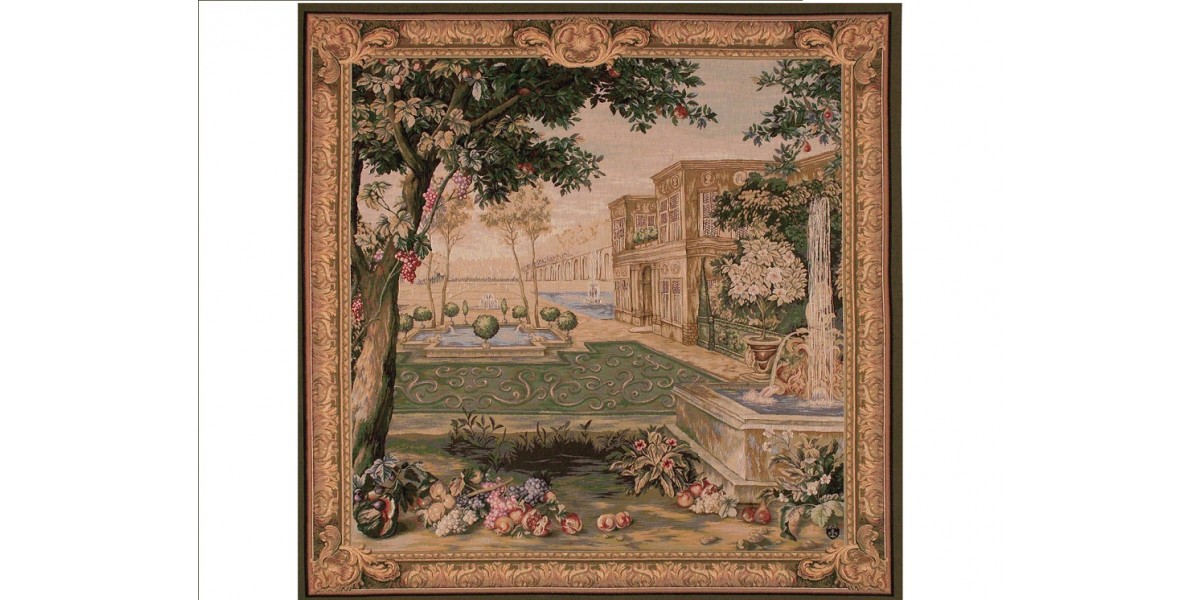 Gobelín Tapisserie Verdure Fontaine carree